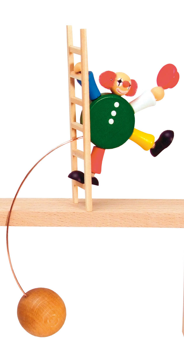 Clown-Akrobat auf Leiter